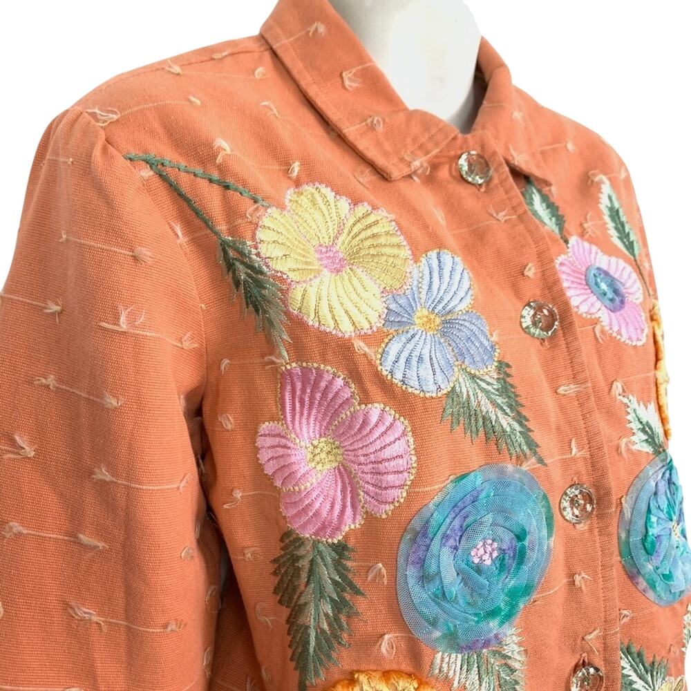 INDIGO MOON Embroidered Lined Blazer Jacket sz S - Picture 3 of 16